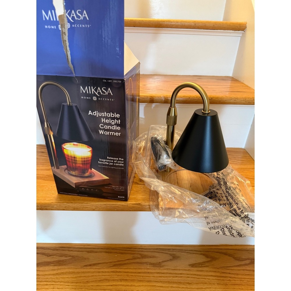 Mikasa Electric Candle Warmer Lamp Dimmable Timer Black Wood Base MISSING BULB‎